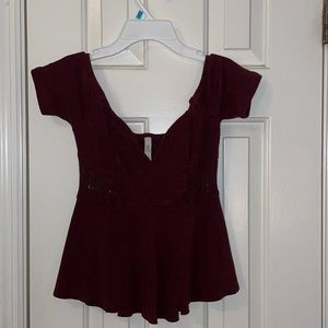 Maroon Free People Flouncy Top